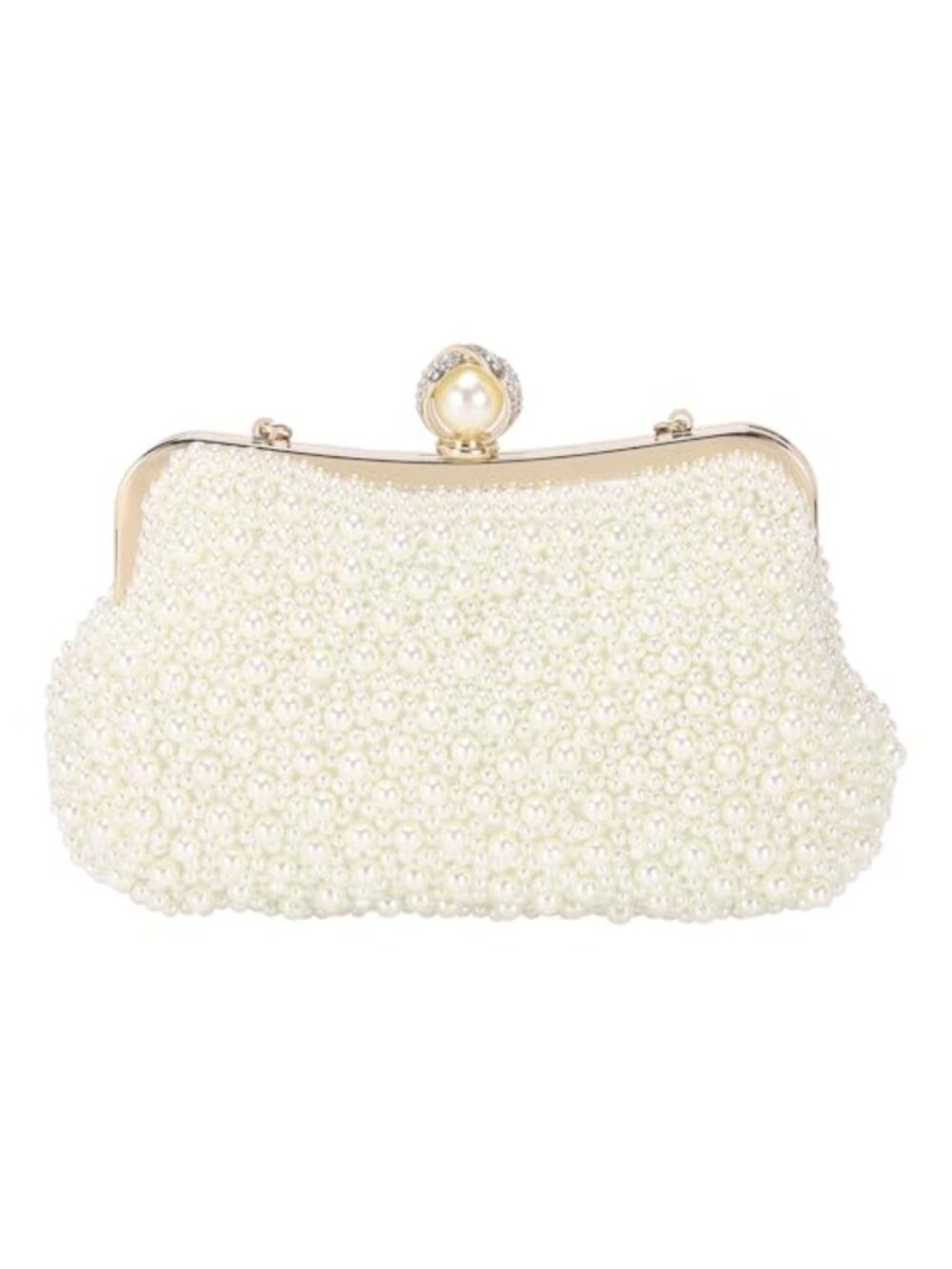 Pearl Clutch Purse Handmade Evening Bag Crossbody for Wedding Party Formal
